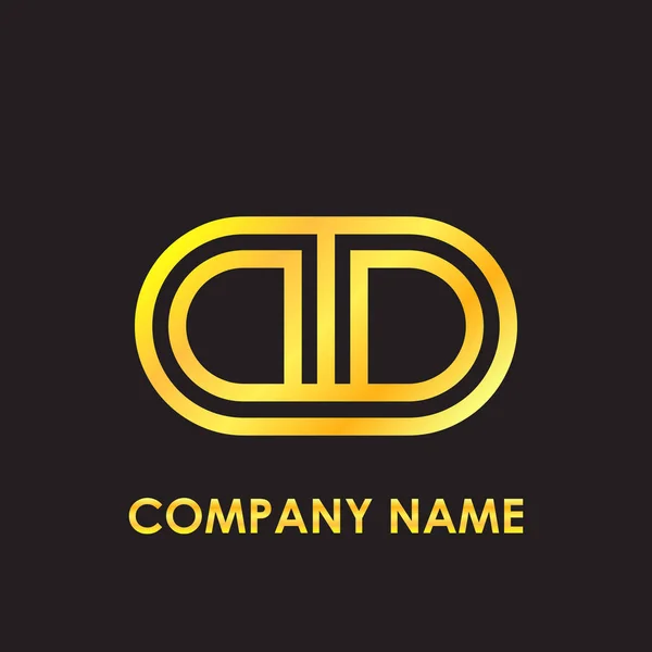 Initial letter DD elegant gold reflected lowercase logo template in black background — Stock Vector