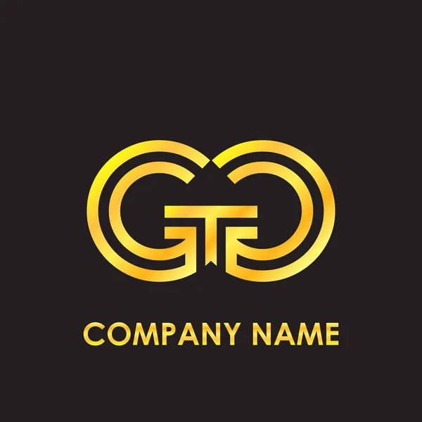 Letra inicial GG elegante oro reflejado en minúsculas logotipo de la plantilla en fondo negro — Vector de stock