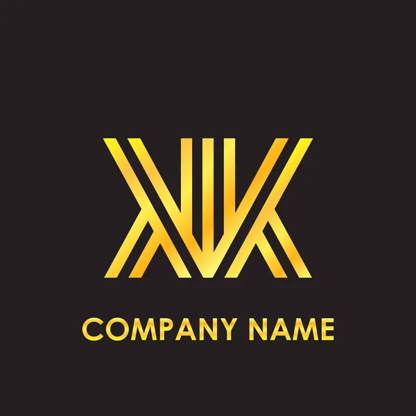 Initial letter KK elegant gold reflected lowercase logo template in black background — Stock Vector