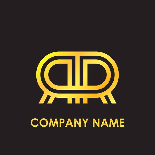 Pierwsza litera Rr elegancki złoty odzwierciedlenie małe logo szablon w czarnym tle — Wektor stockowy