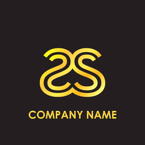 Eerste brief Ss elegante goud weerspiegeld kleine letters logo sjabloon op zwarte achtergrond — Stockvector