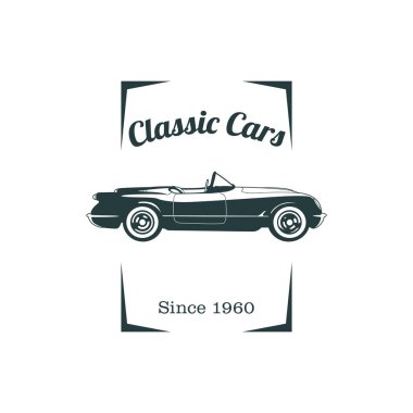 Klasik kas araba amblemleri, yüksek kaliteli retro rozet ve vintage simgesi. Tasarım öğeleri için hizmet araba onarım, restorasyon ve otomobil kulübü - hisse senedi vektör