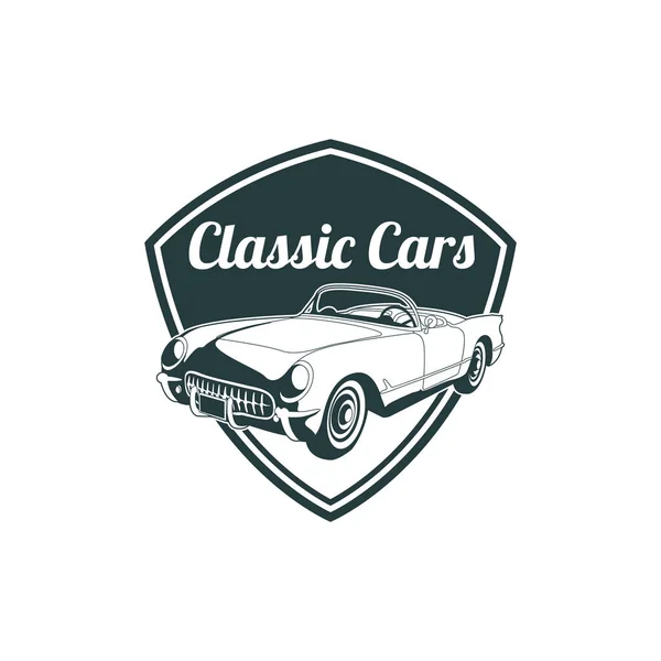 Klassiska muskel bil emblem, hög kvalitet retro badge och vintage ikon. Designelement för service bil reparation, återställande och car club - Lager vektor — Stock vektor