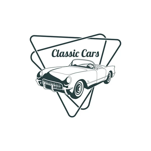 Klassiska muskel bil emblem, hög kvalitet retro badge och vintage ikon. Designelement för service bil reparation, återställande och car club - Lager vektor — Stock vektor