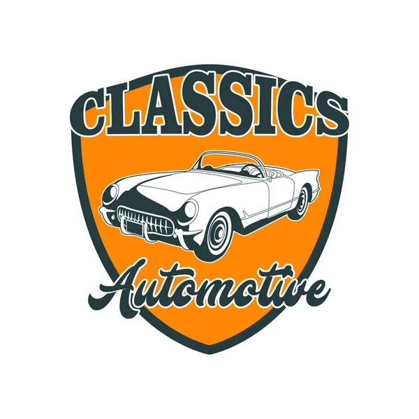 Classic muscle car emblems, high quality retro badge and vintage icon