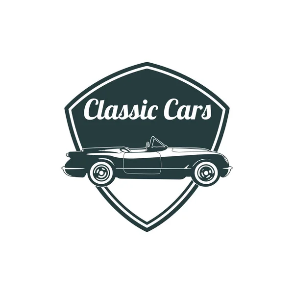 Klassiska muskel bil emblem, hög kvalitet retro badge och vintage ikon. Designelement för service bil reparation, återställande och car club - Lager vektor — Stock vektor