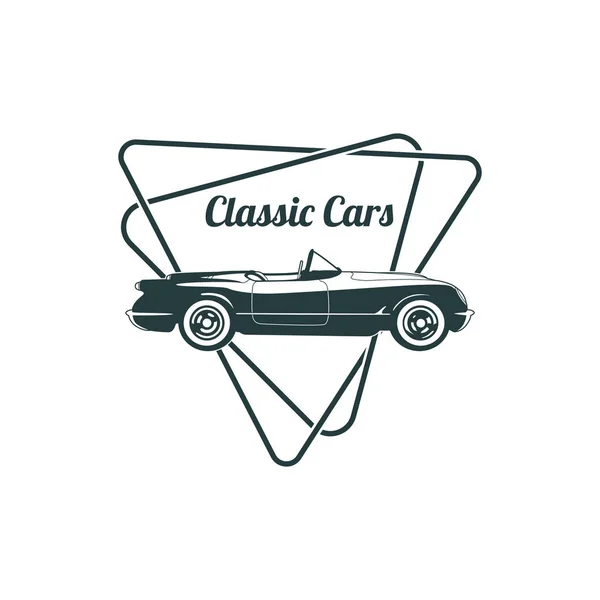 Klassiska muskel bil emblem, hög kvalitet retro badge och vintage ikon. Designelement för service bil reparation, återställande och car club - Lager vektor — Stock vektor