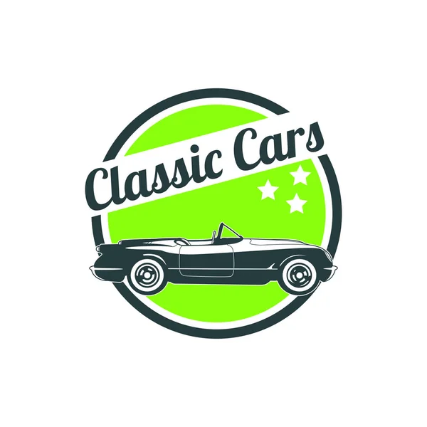 Clásicos emblemas de coches musculares, insignia retro de alta calidad e icono vintage. Elementos de diseño para reparación de automóviles de servicio, restauración y club de coches - vector de stock — Vector de stock