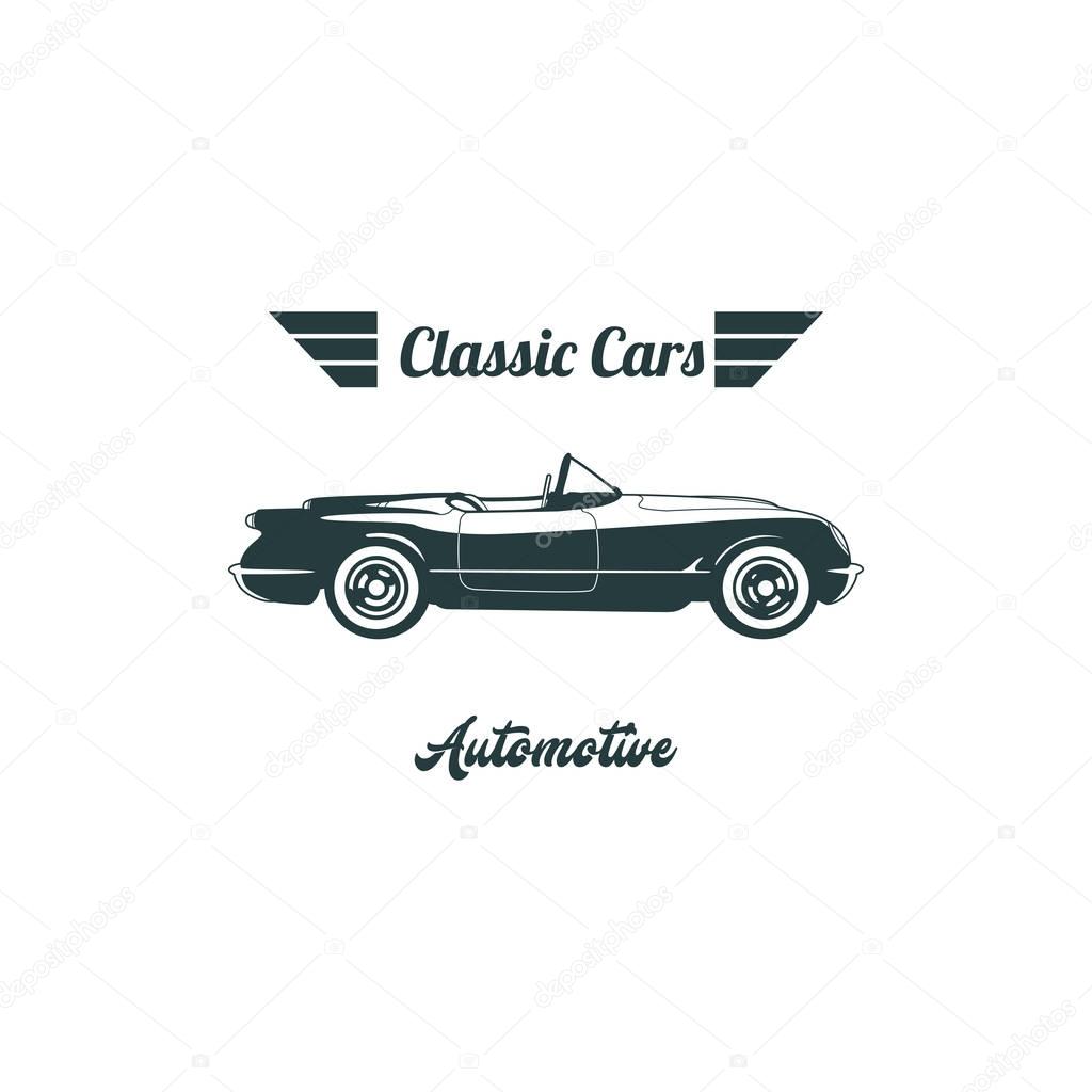 Classic muscle car emblems, high quality retro badge and vintage icon. Design elements for service car repair, restoration and car club - stock vector