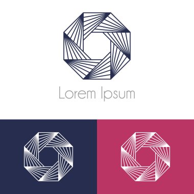 Renkli logo şablonu, şirket marka için iki önizleme tek renkli geometrik simgesiyle