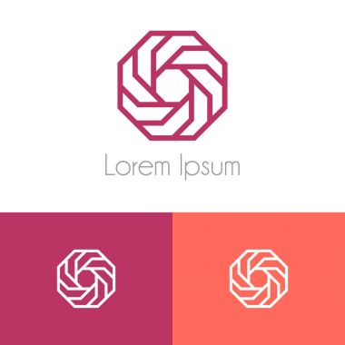 Renkli logo şablonu, şirket marka için iki önizleme tek renkli geometrik simgesiyle