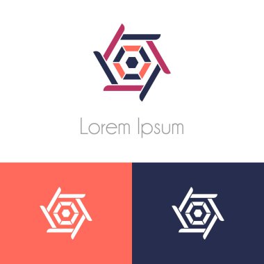 Renkli logo şablonu, şirket marka için iki önizleme tek renkli geometrik simgesiyle