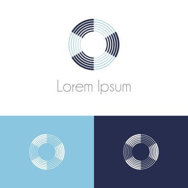 Renkli logo şablonu, şirket marka için iki önizleme tek renkli geometrik simgesiyle