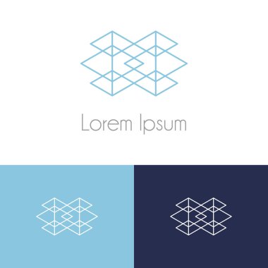 Renkli logo şablonu, şirket marka için iki önizleme tek renkli geometrik simgesiyle