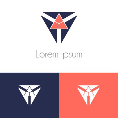 Renkli logo şablonu, şirket marka için iki önizleme tek renkli geometrik simgesiyle