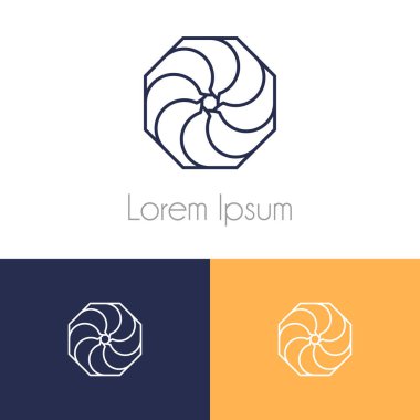 Renkli logo şablonu, şirket marka için iki önizleme tek renkli geometrik simgesiyle