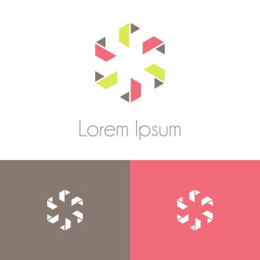 Renkli logo şablonu, şirket marka için iki önizleme tek renkli geometrik simgesiyle