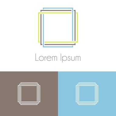 Renkli logo şablonu, şirket marka için iki önizleme tek renkli geometrik simgesiyle