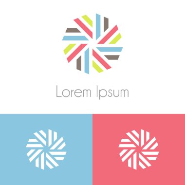 Renkli logo şablonu, şirket marka için iki önizleme tek renkli geometrik simgesiyle