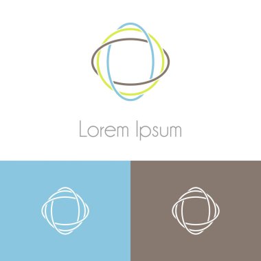 Renkli logo şablonu, şirket marka için iki önizleme tek renkli geometrik simgesiyle