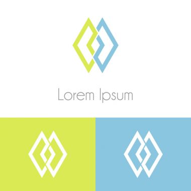 Renkli logo şablonu, şirket marka için iki önizleme tek renkli geometrik simgesiyle