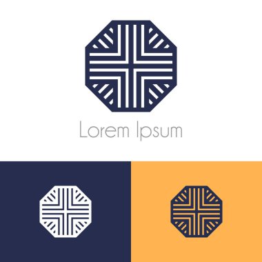 Renkli logo şablonu, şirket marka için iki önizleme tek renkli geometrik simgesiyle