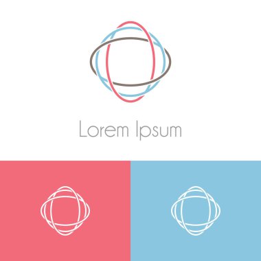 Renkli logo şablonu, şirket marka için iki önizleme tek renkli geometrik simgesiyle