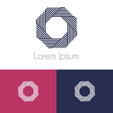 Renkli logo şablonu, şirket marka için iki önizleme tek renkli geometrik simgesiyle