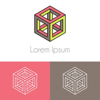 Renkli logo şablonu, şirket marka için iki önizleme tek renkli geometrik simgesiyle