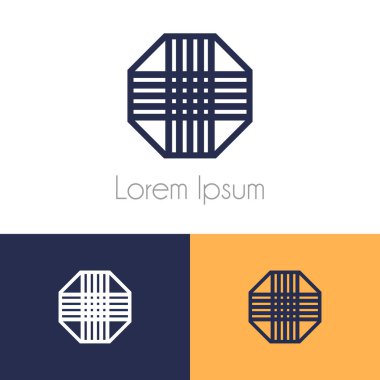 Renkli logo şablonu, şirket marka için iki önizleme tek renkli geometrik simgesiyle