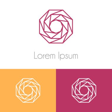 Renkli logo şablonu, şirket marka için iki önizleme tek renkli geometrik simgesiyle