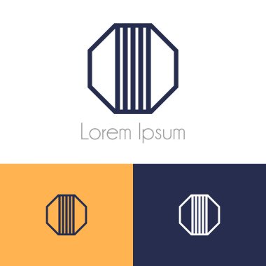 Renkli logo şablonu, şirket marka için iki önizleme tek renkli geometrik simgesiyle