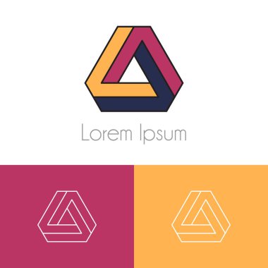 Renkli logo şablonu, şirket marka için iki önizleme tek renkli geometrik simgesiyle