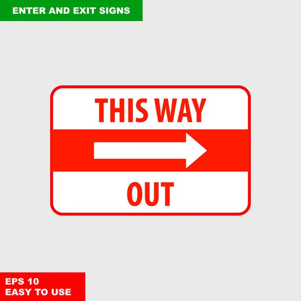 Enter Exit Arrow Way Sign Vector Style Version Easy Use — Stock Vector