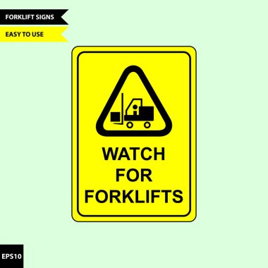 Dikkat forklift trafik ve yaya oturum açma vektör Tema sürümü, kullanımı kolay ve yazdırma için uyarı