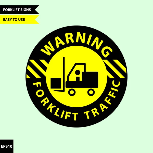Dikkat forklift trafik ve yaya oturum açma vektör Tema sürümü, kullanımı kolay ve yazdırma için uyarı