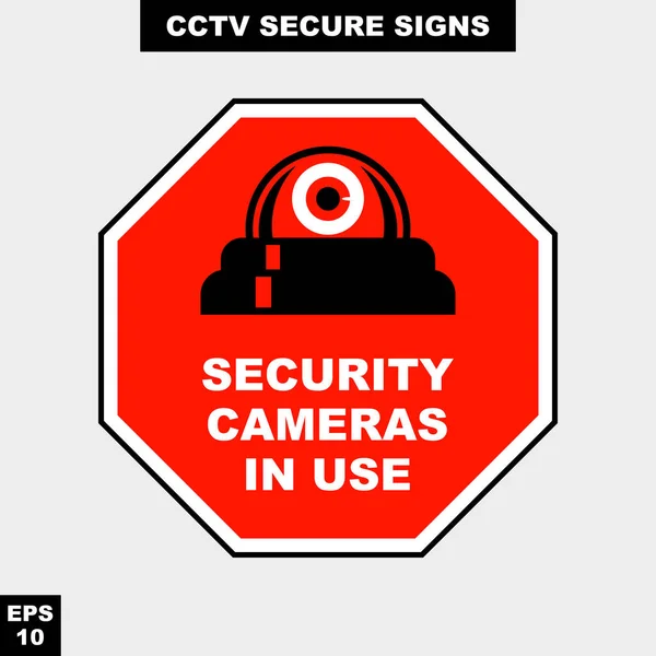 Cctv Allarme Videocamera Monitorata Ore Segno Versione Vettoriale Facile Usare — Vettoriale Stock