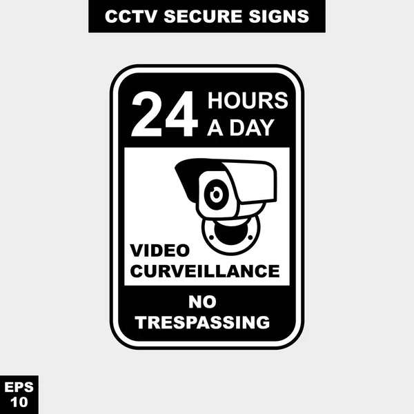 Cctv Alarma Monitoreado Señal Cámara Vídeo Horas Versión Estilo Vectorial — Archivo Imágenes Vectoriales