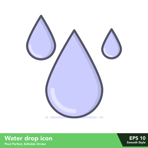 Water Drop Icon Smooth Style Pixel Perfect Editable Stroke Eps — Stock Vector