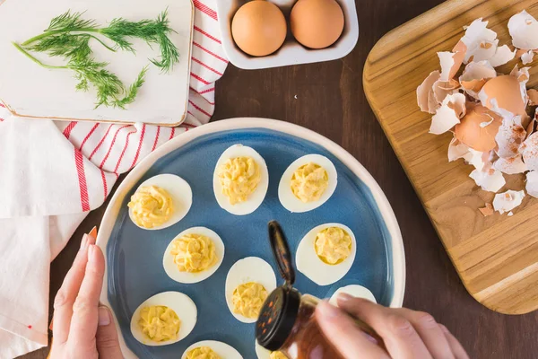 Deviled eieren bekijken — Stockfoto