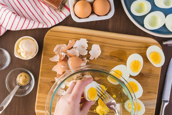 Deviled eggs view — Stock Photo, Image