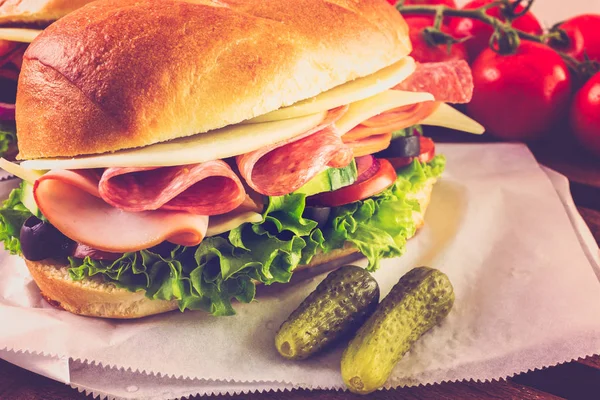 Sub sandwiches with fresh vegetables — Stock Photo, Image