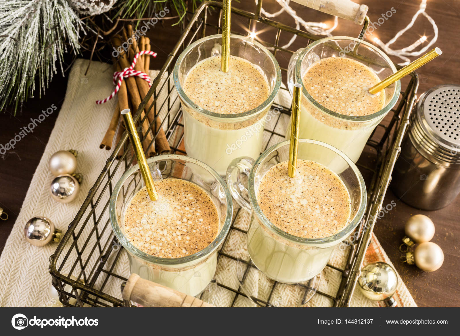 Traditional egg nog drink in glasses Stock Photo by ©urban_light