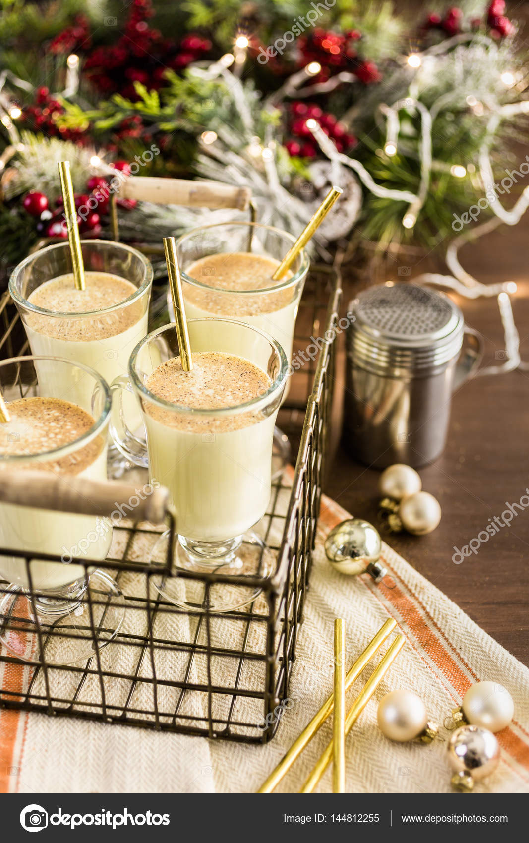 Traditional egg nog drink in glasses Stock Photo by ©urban_light 144812255
