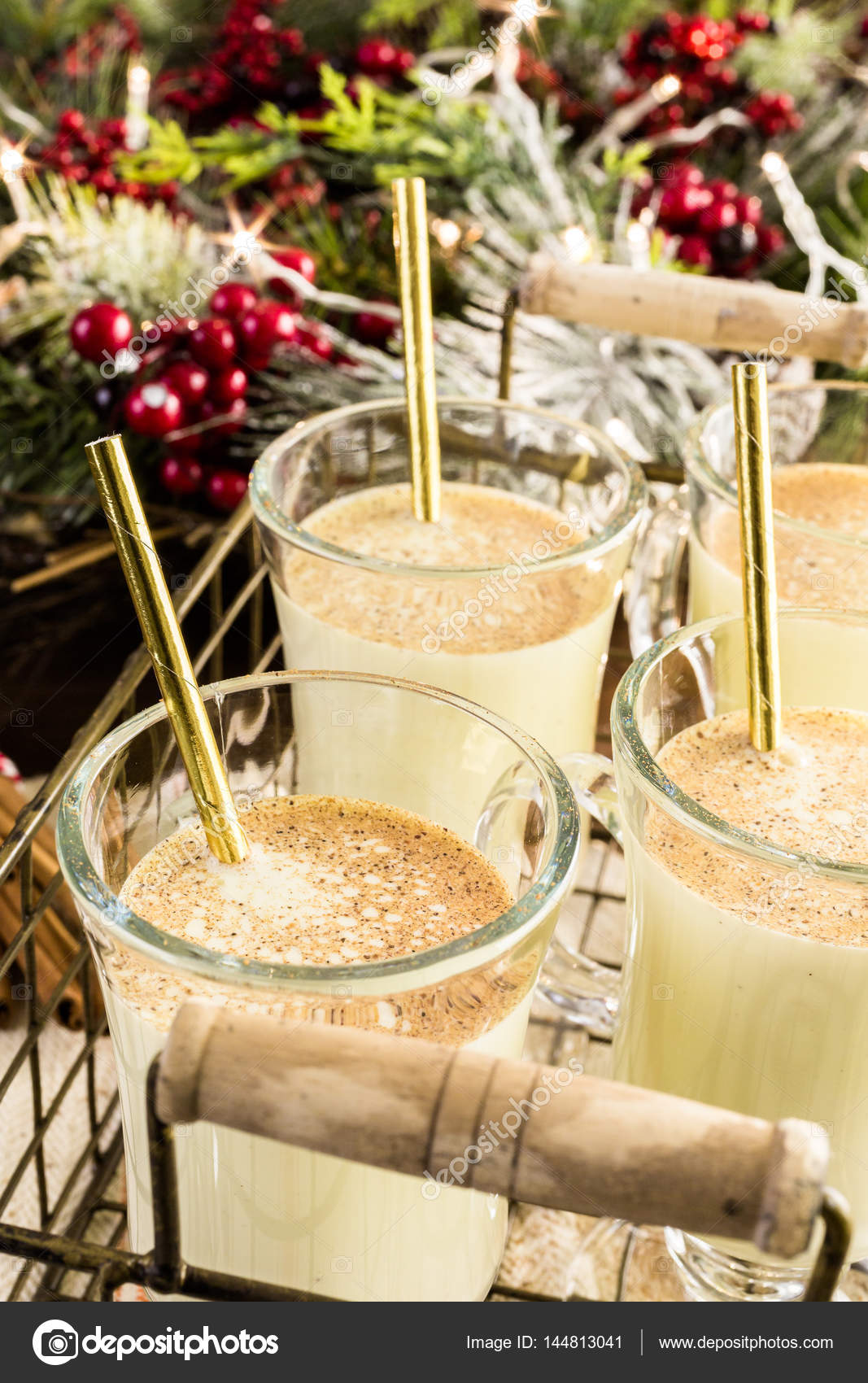 Traditional egg nog drink in glasses Stock Photo by ©urban_light 144813041