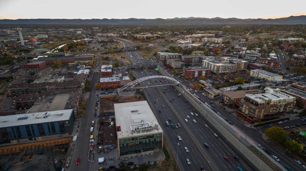 Aerial view of traffic on highway I25. — Stock Photo, Image