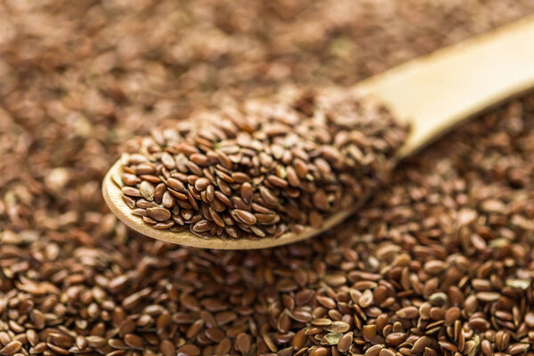 Flax seeds close up