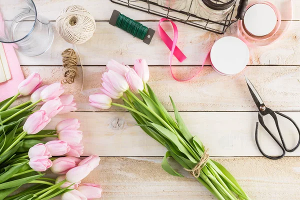 Vista de tulipanes rosa —  Fotos de Stock
