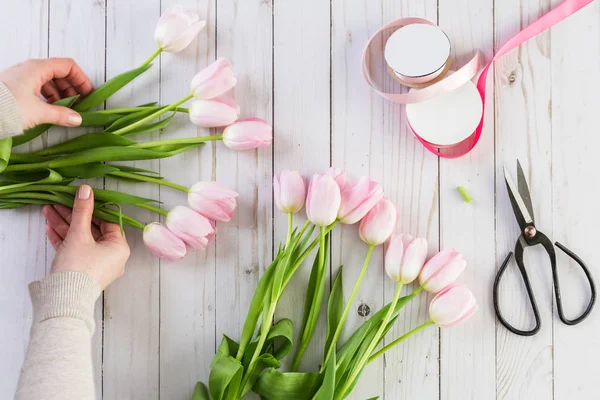 Tulipani rosa vista — Foto Stock