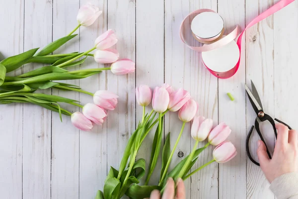 Vista tulipas rosa — Fotografia de Stock